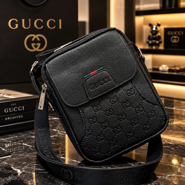 Embossed Monogram Front-Pocket Crossbody Bag